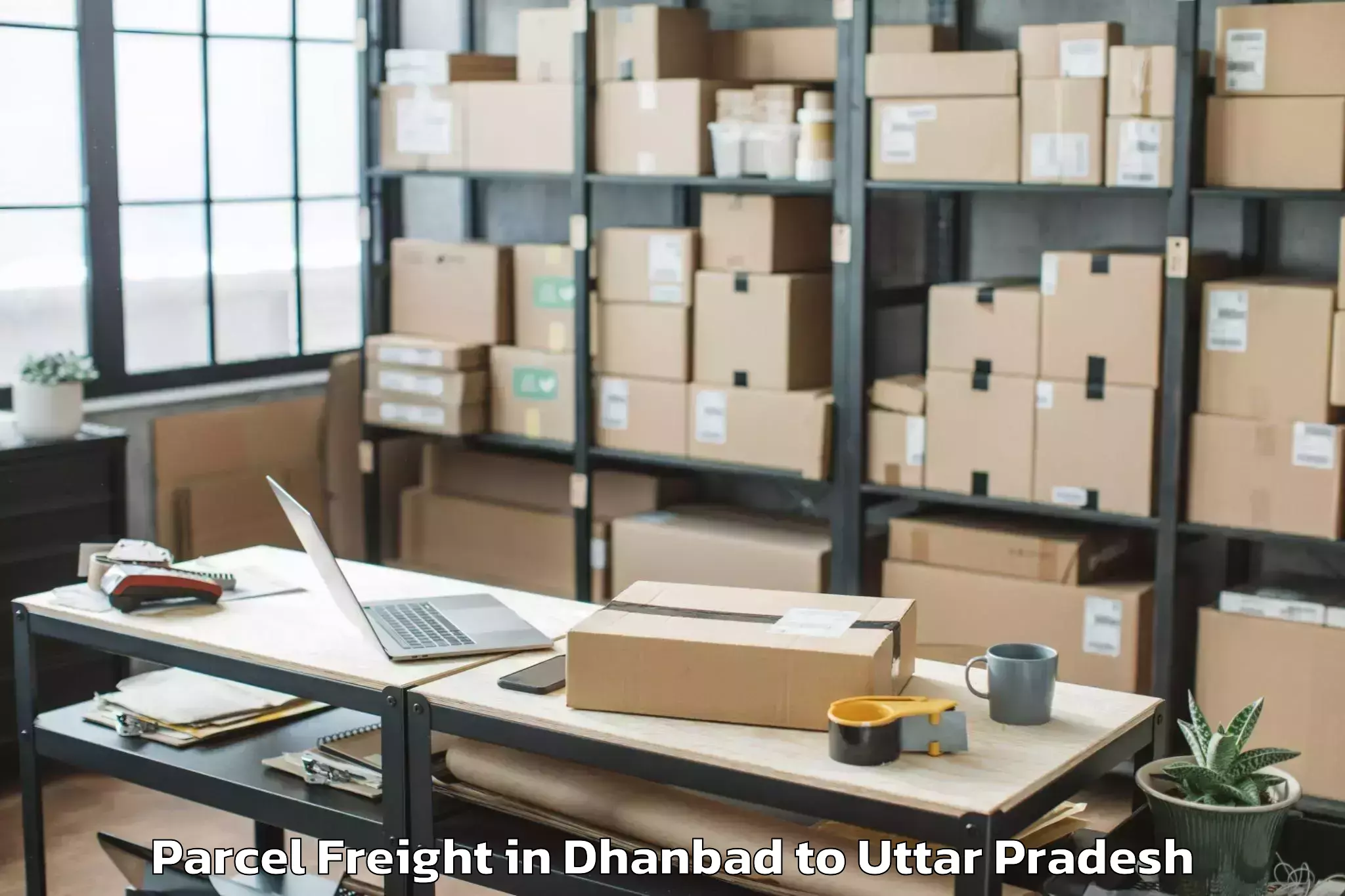 Easy Dhanbad to Maholi Parcel Freight Booking